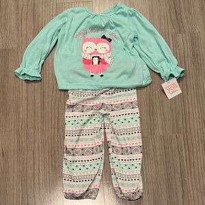 New! Carter's Teal and Pink Owl Pajama Set